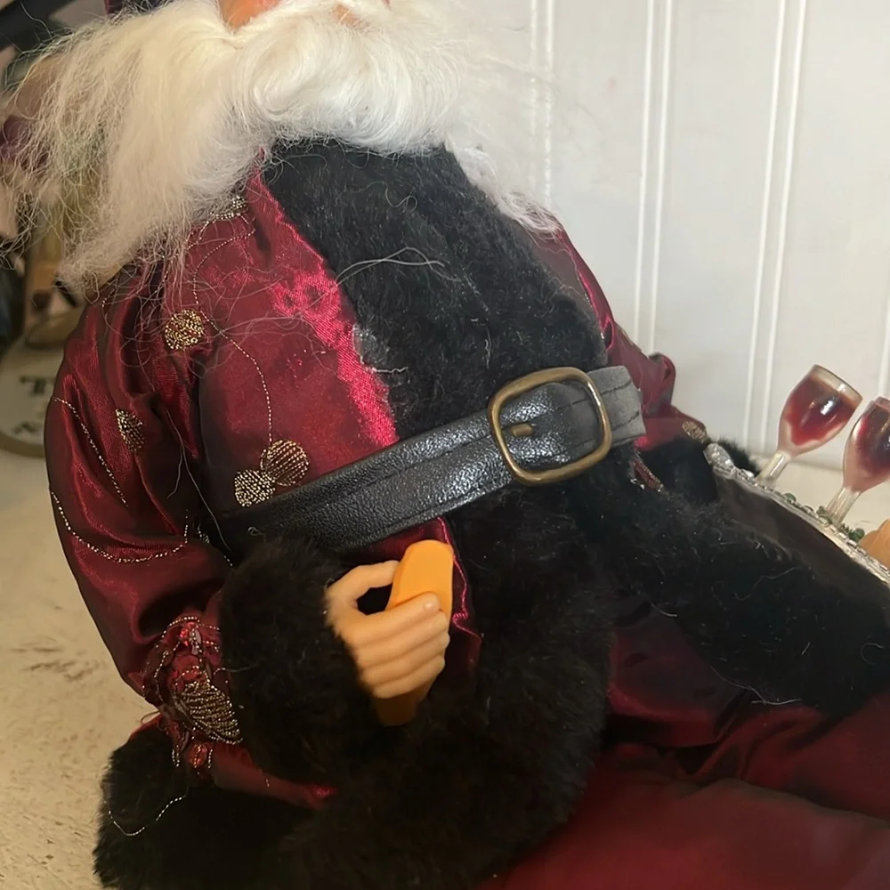 Karen Didion crakewood Festive Santa Claus Figurine in Red and Black 17”